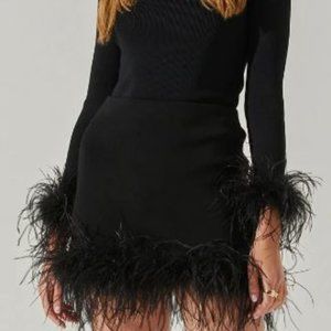 NWT ASTR Keily Feather Trim Set (Medium Sweater and Large Skirt)